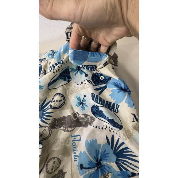 Caribbean Joe L Board Shorts Swim Trunks Lined Vintage Cars Miami Bahamas Floral - Picture 3 of 13